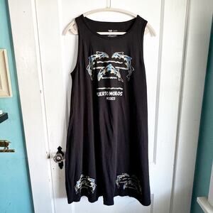 Vintage Vacation Travel Puerto Morelos Mexico Dolphin Print Sleeveless Dress OS
